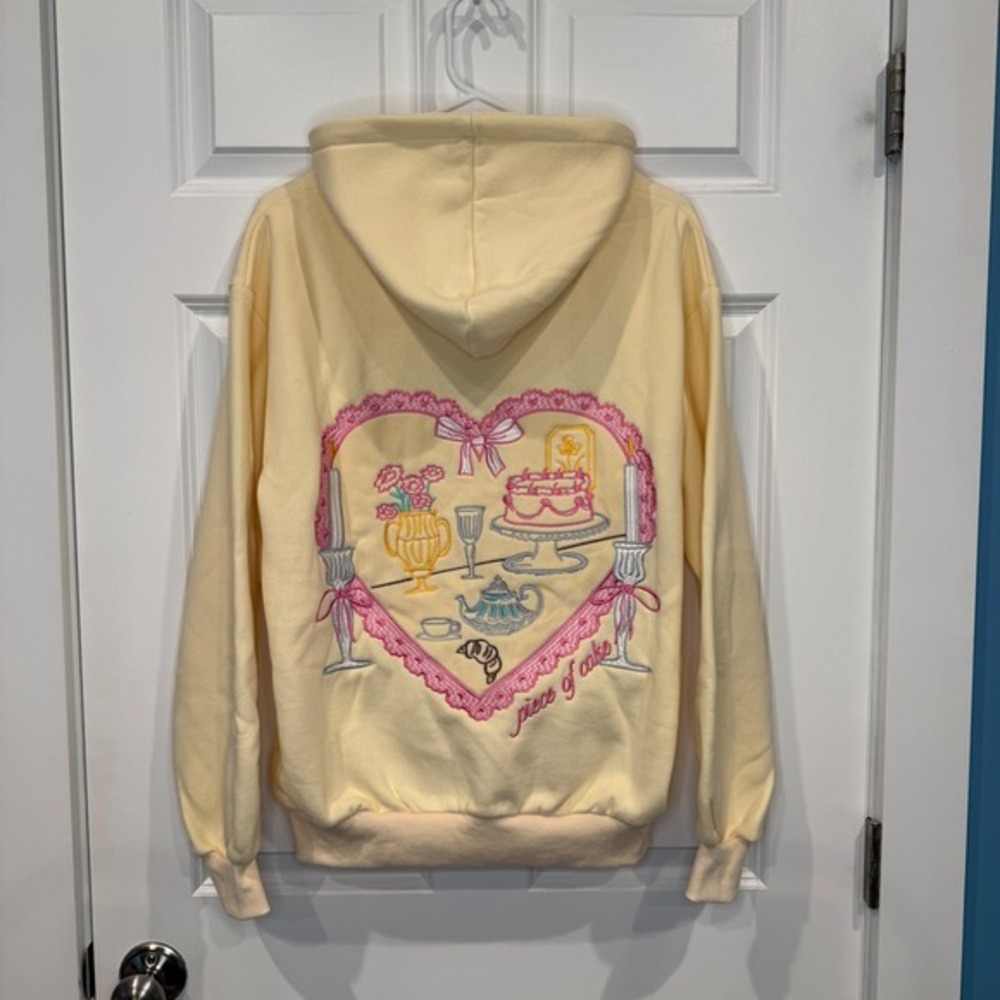Altar'd State Piece of Cake Embroidered Hoodie Yellow Size XS - Picture 7 of 12